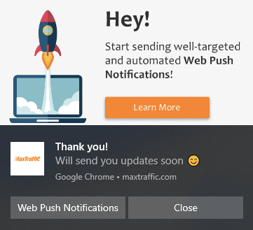 Maxtraffic.com's web push notifications